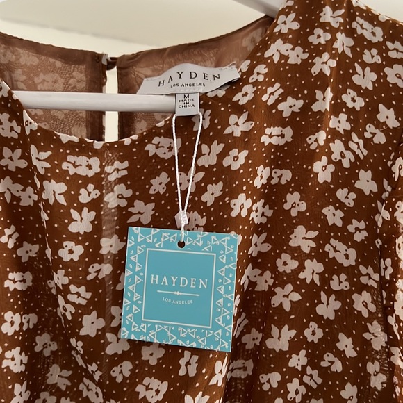 Hayden Los Angeles Floral Brown Maxi Dress with Pockets - Picture 3 of 8